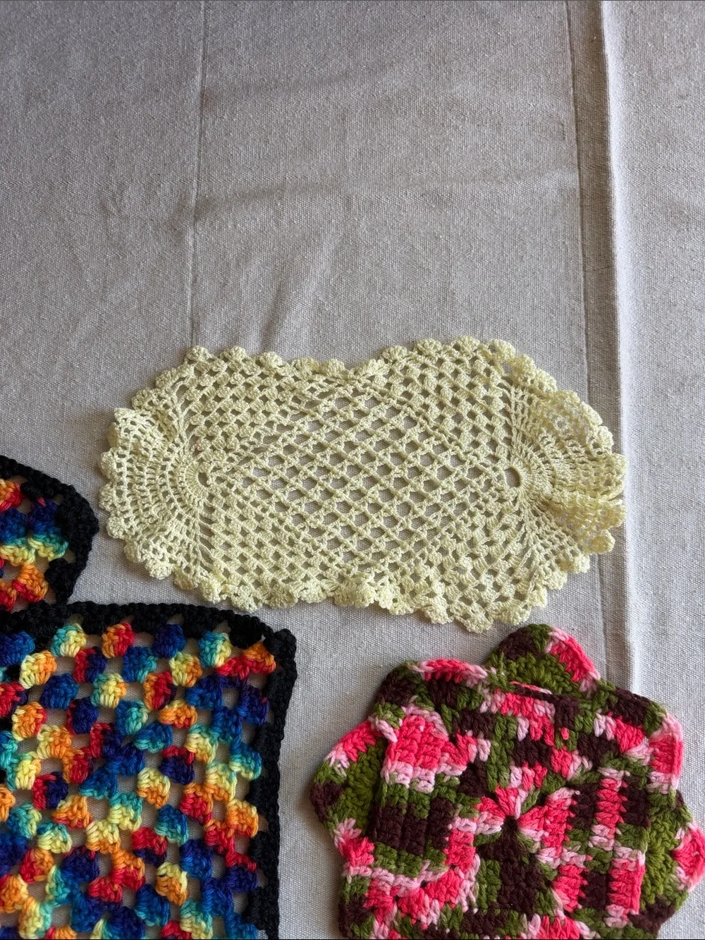Handmade Multicolor Crochet Doilies - Set of 4